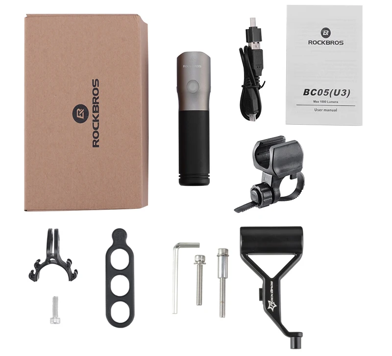 Clearance ROCKBROS Bike Bicycle Light Waterproof IPX6 USB Rechargeable 18650 3000 MAh Power LED 1000 Lumen Bank Flashlight MTB Accessories 20