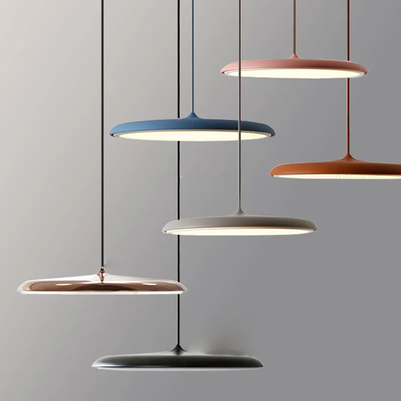 Billige Moderne Anhänger Licht Dänischen Kunst Metall LED Anhänger Lampe wohnzimmer Hanglamp Küche Leuchte leuchte suspension Nordic lampe