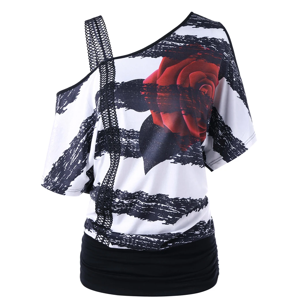 2018 летние Повседневное дамы Blusas одно плечо Summmer Топы Блузки Slash шеи роза с