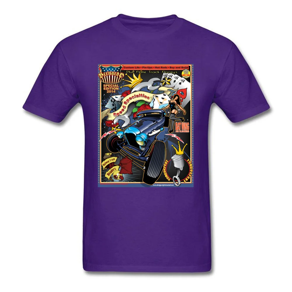 Design Rockabilly HotRod Crewneck T Shirts Summer Autumn Tops Tees Short Sleeve for Men Faddish Cotton Birthday T-Shirt Rockabilly HotRod purple