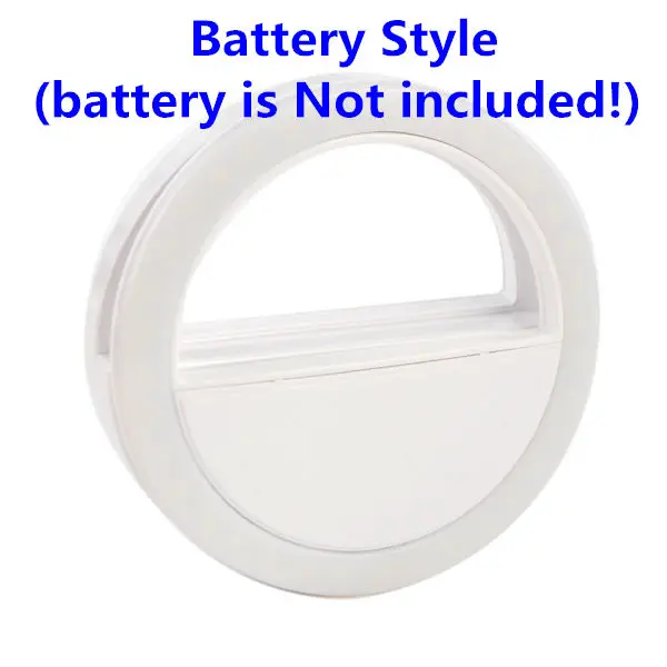 battery white Hotr USB перезаряжаемая вспышка для селфи лампа светодиодный вспышка для селфи заполняющая Свет Зарядка круглый держатель кольца вспышка для селфи свет - Цвет: battery white