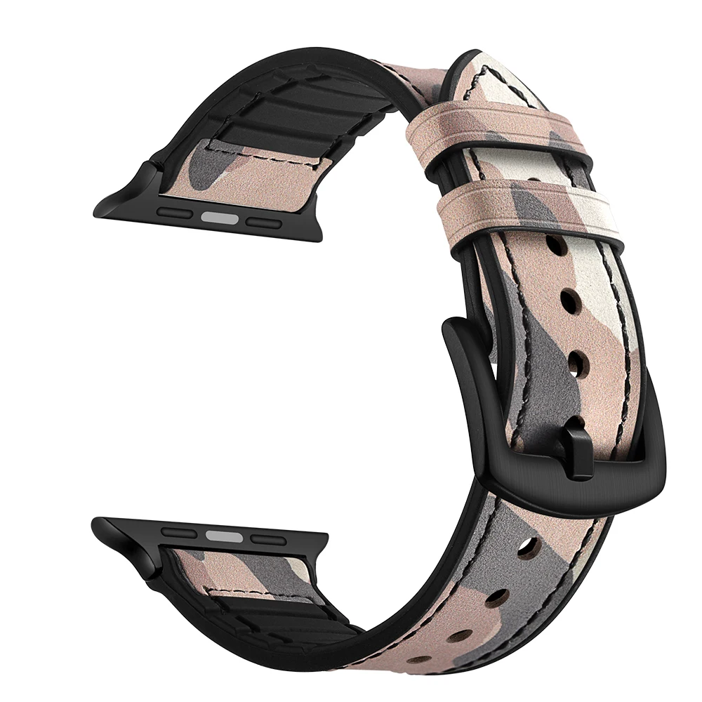 Натуральная кожа силиконовые Ремешки для наручных часов для Apple Watch серии 4/3/2/1, 38, 42 мм, версия 40/44 мм спортивные военные часы, ремешок на запястье браслет