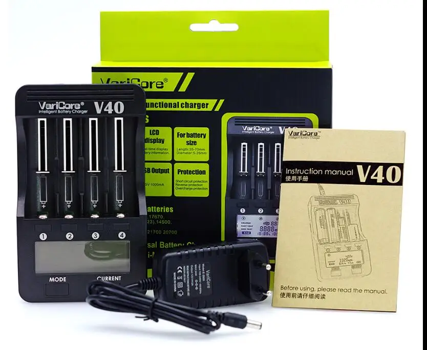 VariCore V40 V20i 3.7V 18650 LCD Recharge Battery Charger 18650.