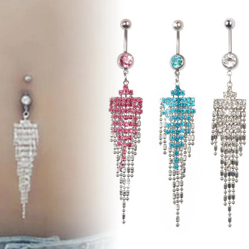 Medical Steel Crystal Rhinestone Body Piercing Jewelry Silver Plated Bar Ball Barbell Belly Navel Button Ring Body Jewelry