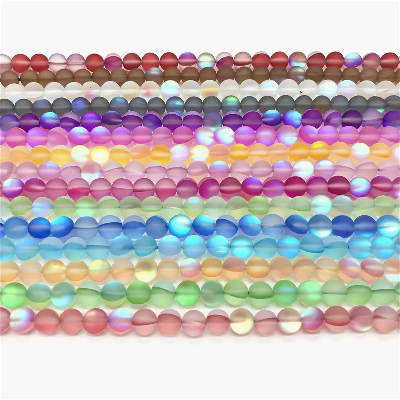 

Top Quality Austria Crystal Synthesis Glitter Moon Stone Beads For Jewelry Making DIY Bracelet Necklace 6/8/10/ mm Strand 15''