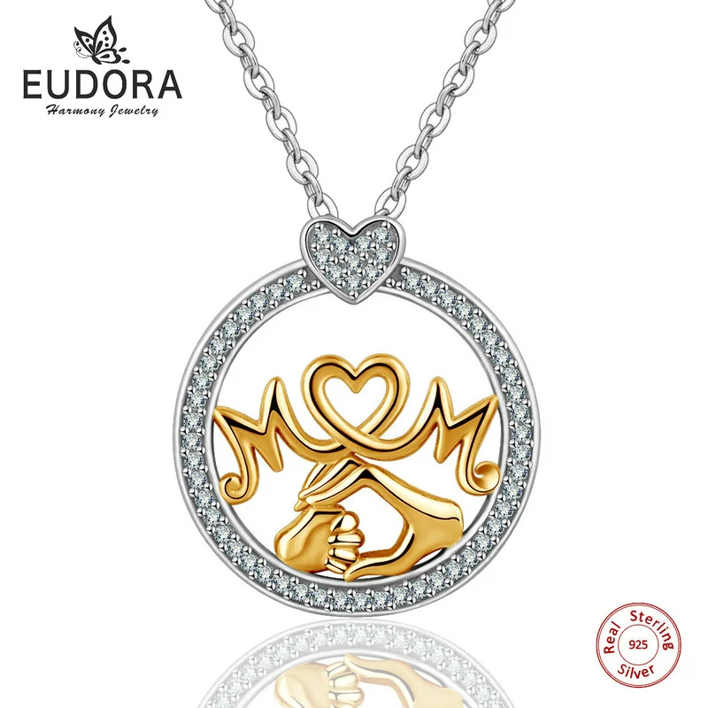 

925 Sterling Silver Necklace Mother's Day Gift "MOM" Pendant with 18inch Chain for Women Charm Jewelry Collar bijoux en argent