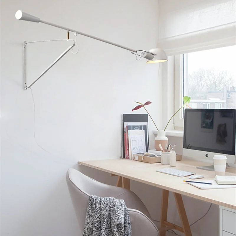  Creative long arm lamp Nordic living room bedside study can rotate personality swing long pole wall - 33017414977