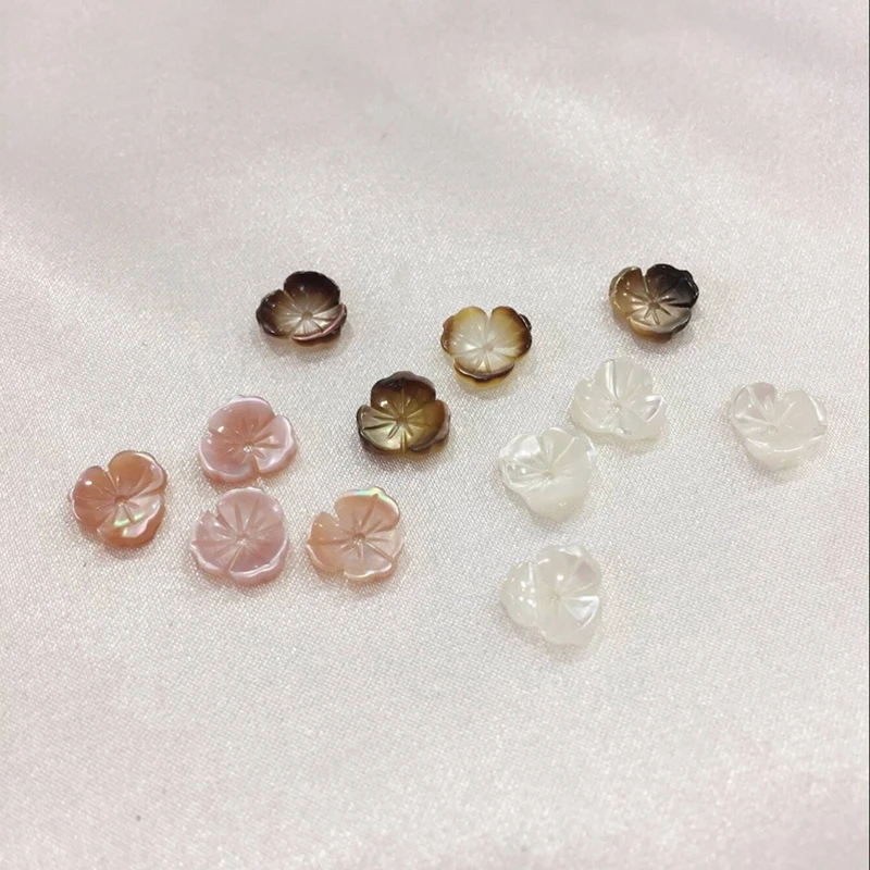 

8MM 20Pcs Flower 100% Pink Black White Natural Pearl Shell Earring Jewellery Beads