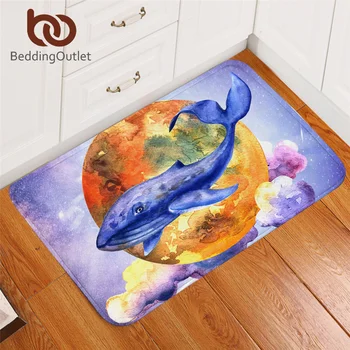 

BeddingOutlet Whale Doormat Watercolor Carpet Moon Kids Bathroom Rug Purple Orange Blue Floor Mat Outdoor wholesale 50x80cm