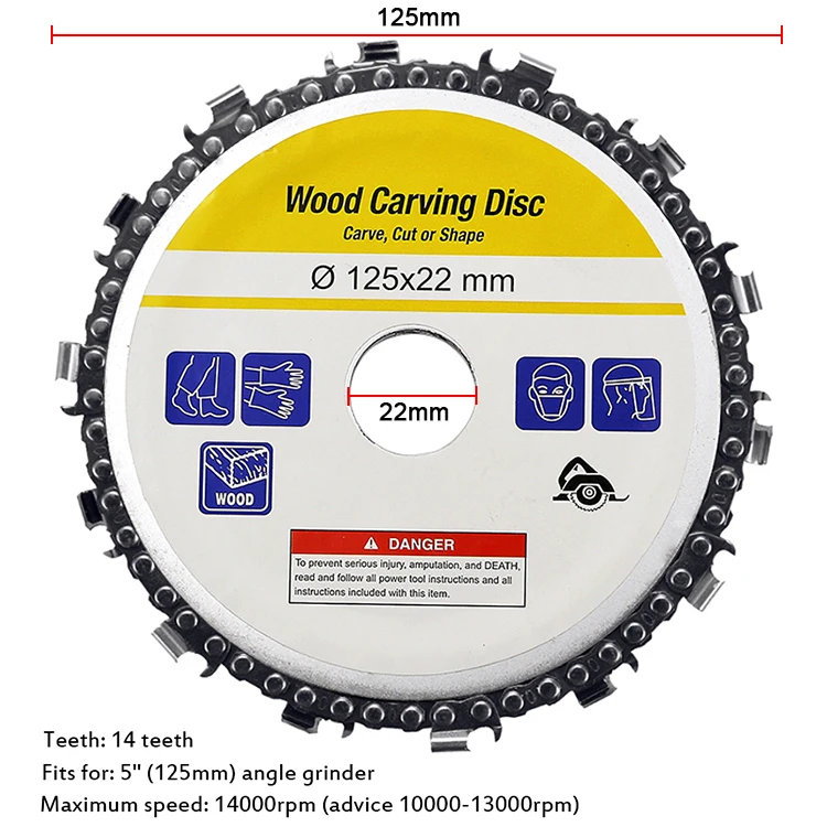 5 дюймов шлифовальный диск и цепь 14 зуб тонкой абразивной резки цепи для мм 125x22 мм Угловая шлифовальная машина