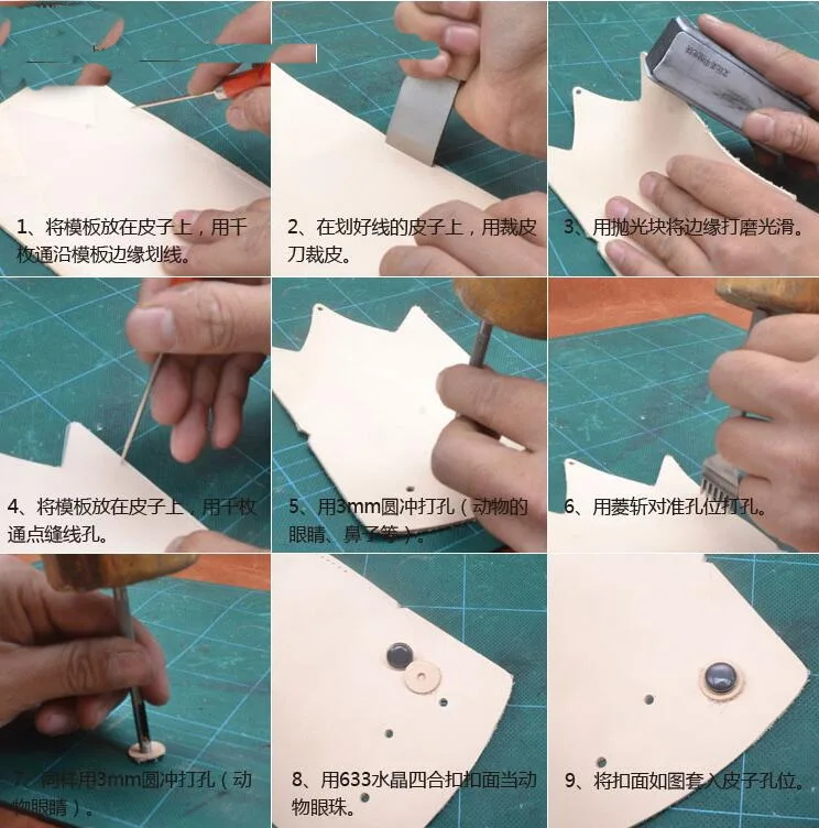 New DIY leather craft Handmade Elephant coin purse card package sewing pattern pvc template