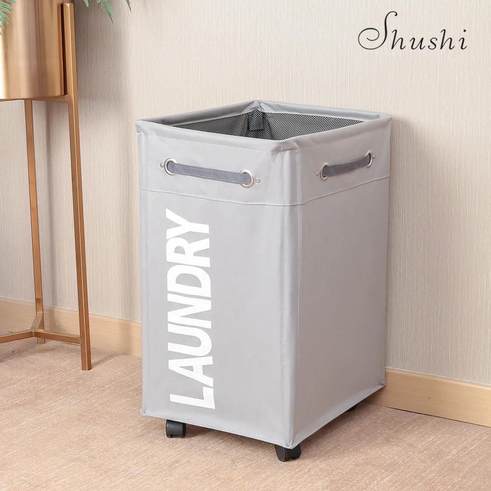 

SHUSHI Waterproof large Foldable Dirty Clothes storage Basket collapsible fabric laundry hamper Large roller cart laundry Basket