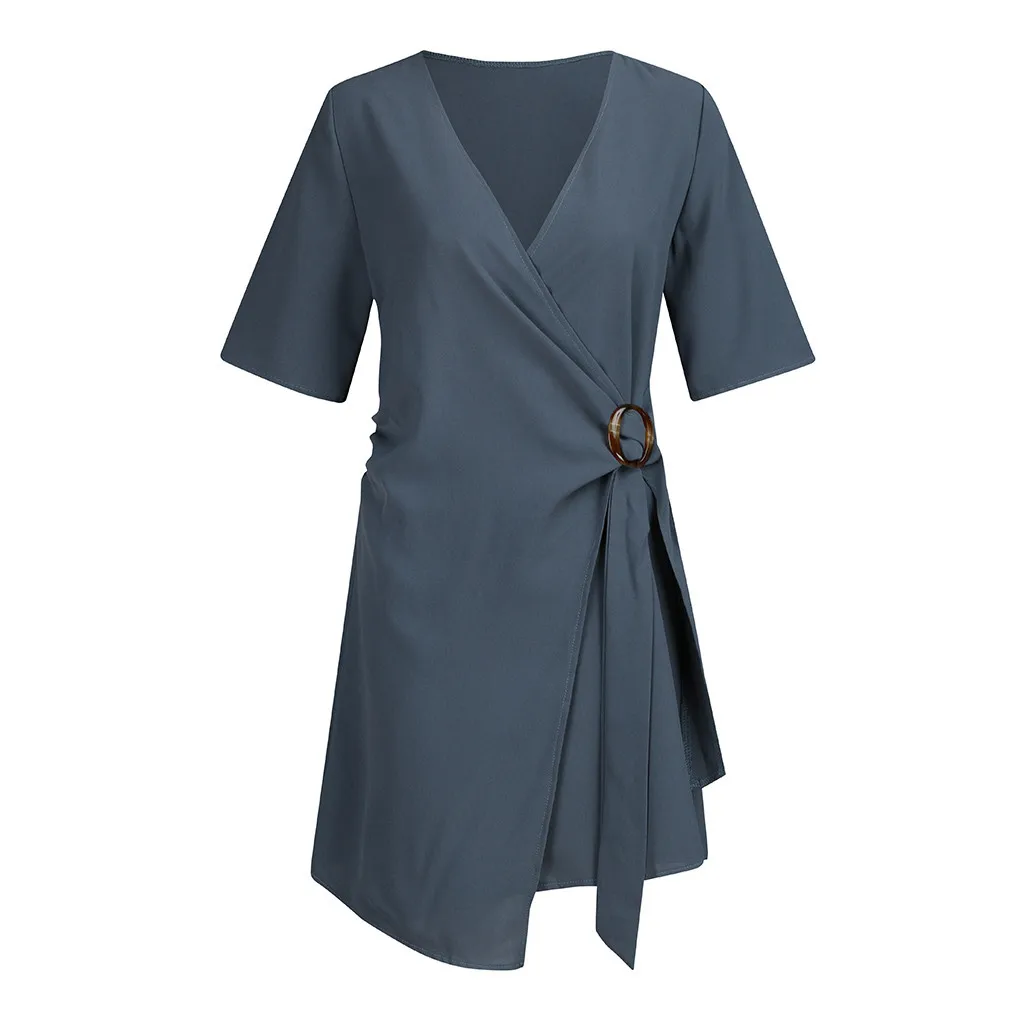 Vestidos 2019 женские платья весна лето платье женское сплошное с v образным вырезом