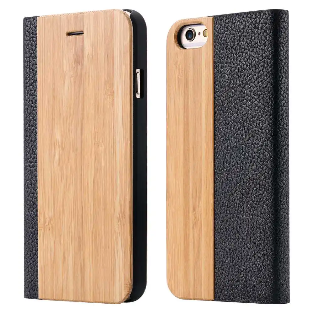 NORTHFIRE Bamboo Natural Wood Case For iPhone 11/11 Pro Max XR X XS Max 6/6S/7/8 Plus PU Leather Flip Cases ForP30 Pro Pouch - Цвет: Bamboo