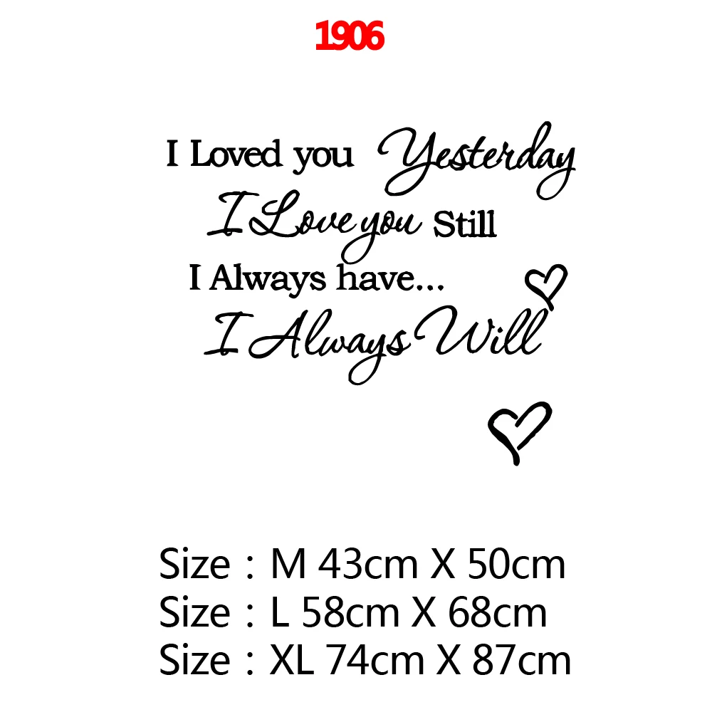 Citation Chaude Je T Aime Hier Je T Aime Encore Aujourd Hui Autocollants En Vinyle Stickers Muraux Pour Accessoires De Decoration De Chambre