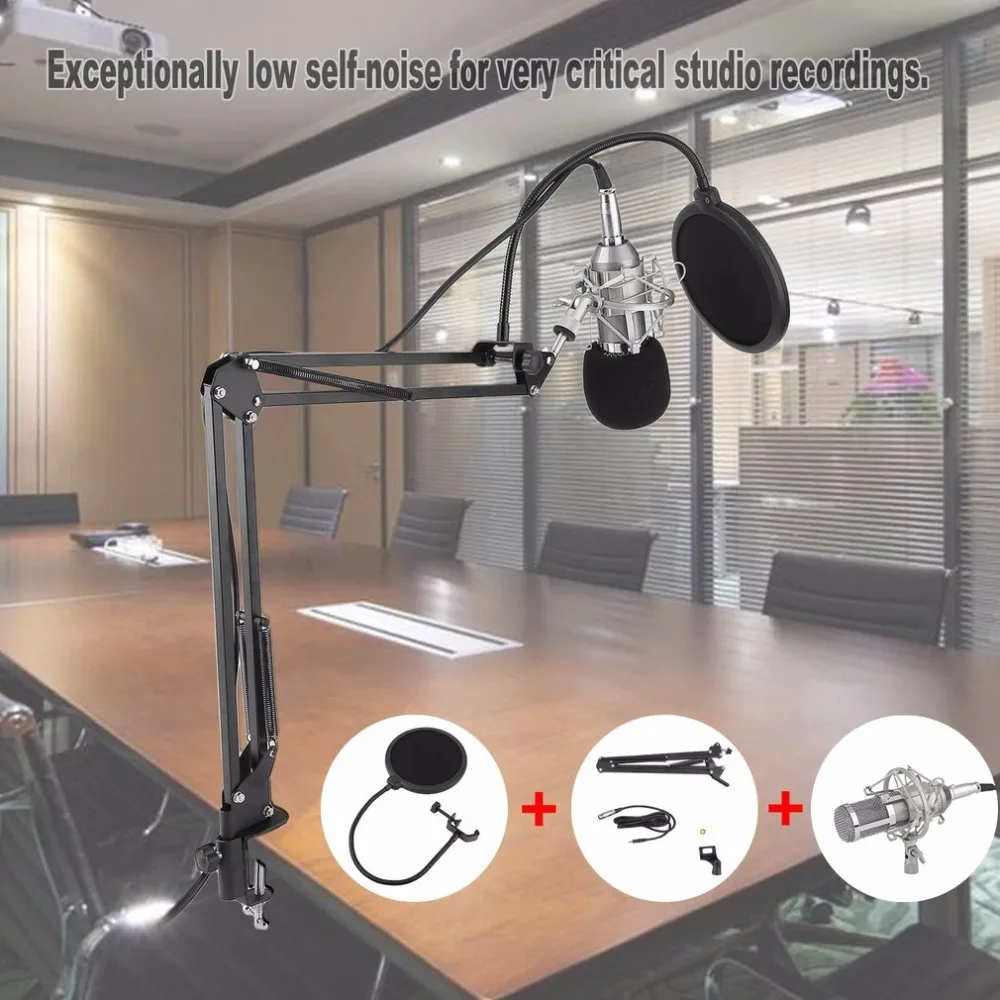 

Professional Condenser Microphone BM-800 Cardioid Pro Audio Studio Vocal Recording Mic Sound Recording Microphone With Holder