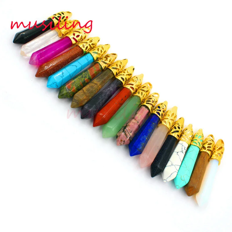 

Hexagon Prism Pendants Pendulum Natural Gem Stone Accessories Reiki Charms Women Jewelry Wholesale 18X Mix Order