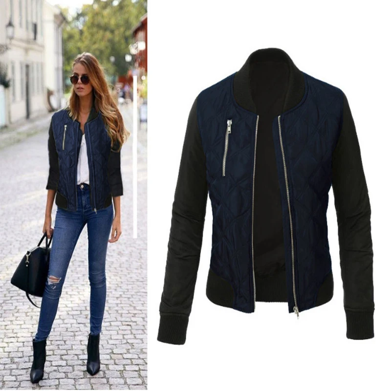 price reduction 2019 Autumn Winter Europe and America Fashion Zipper Quilted Personality Small Coat Dropshipping