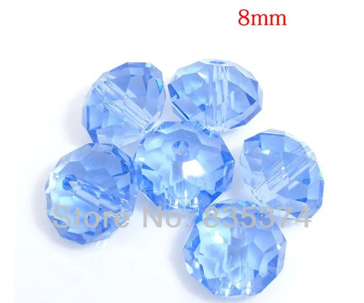 

Free shipping!500 pcs blue color Cut & Faceted Glass Beads.Spacer Beads 8mm