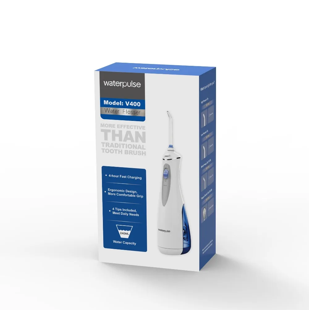 Li-Ion battry 240 мл V400 инструменты для гигиены полости рта, ирригатор для зубной воды+ 4 насадки+ коробка для насадок+ сумка для хранения