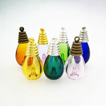 

7X 21.5*13mm drop Diffuser Perfume Refillable Coloured handmade Essential Oil Aromatherapy Bottle glass Pendant