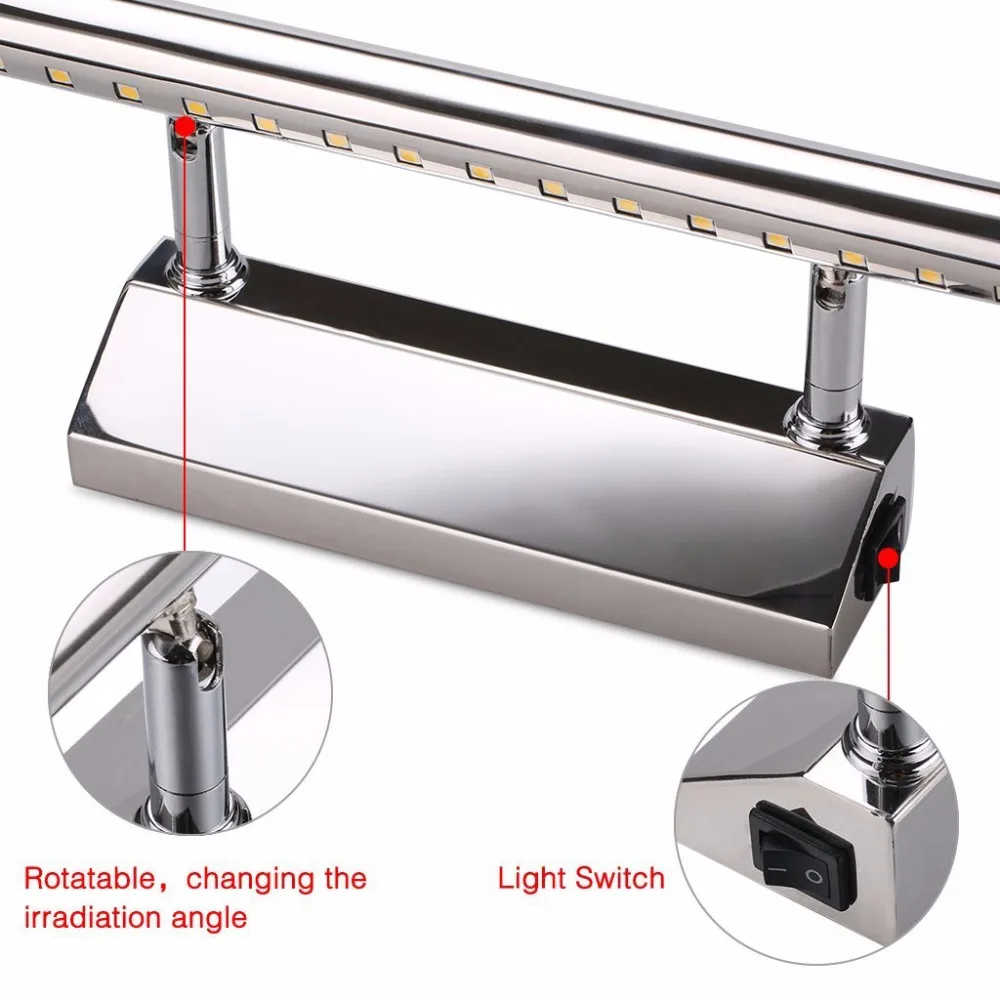 Современный светодиодный светильник из нержавеющей стали с передним зеркалом для ванной комнаты, настенные светильники для макияжа, светодиодный туалетный столик, настенные бра, осветительное приспособление