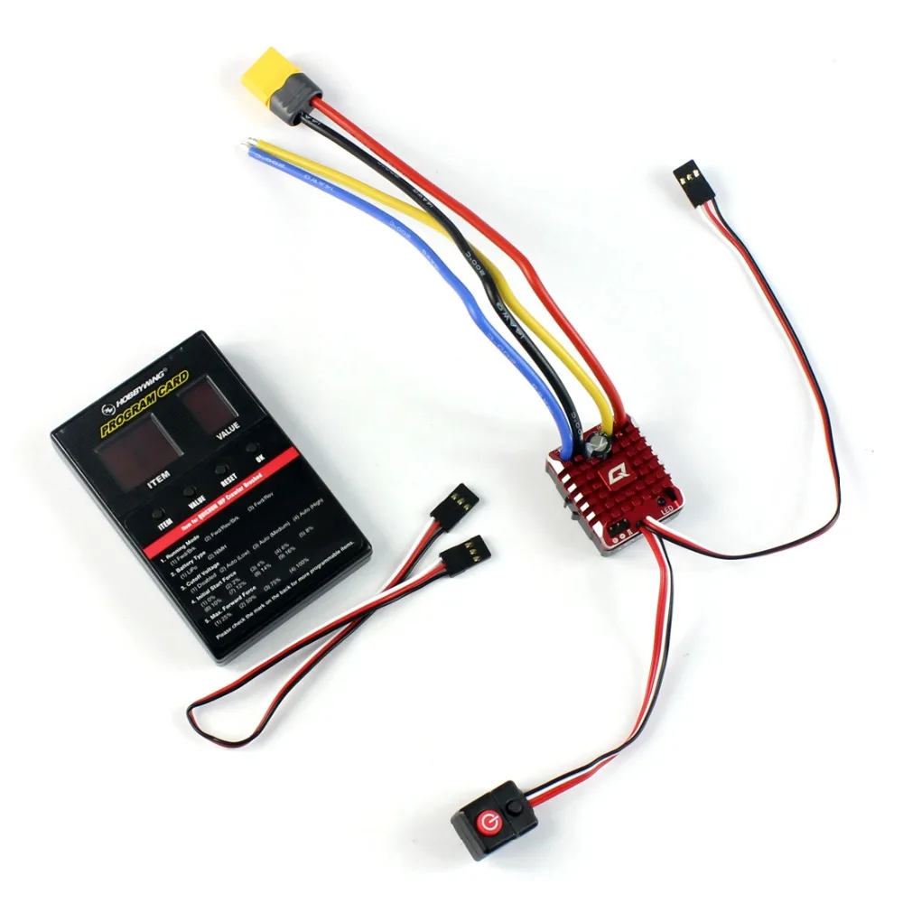 

Hobbywing QuicRun WP Crawler Speed Controller Whaterproof Brushed ESC 2-3S Lipo With Programing Card BEC for 1/10 1/8 RC Car