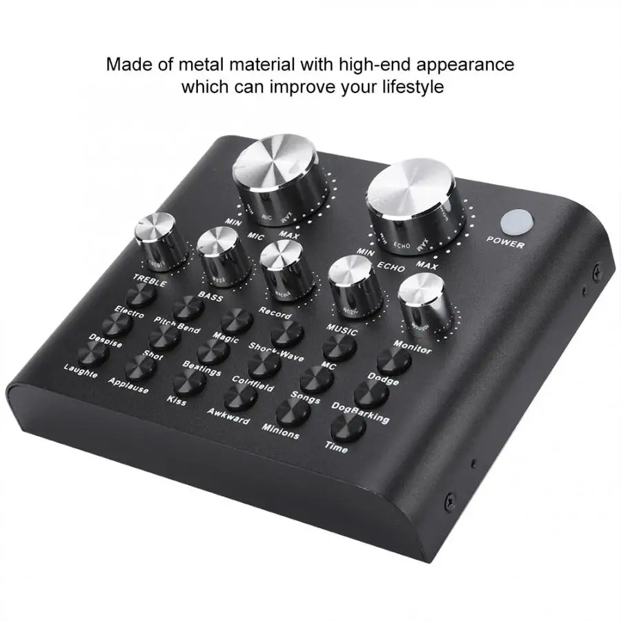 Черный металлический корпус V8 цифровая Аудио Звуковая карта для телефона компьютера живого онлайн пения