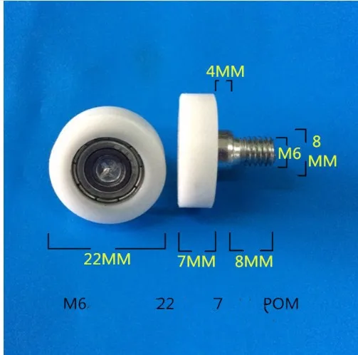 

Package with M6 screw, M6*22*7 wrapped plastic nylon bearing, polyurethane roller, pulley rubber wheel