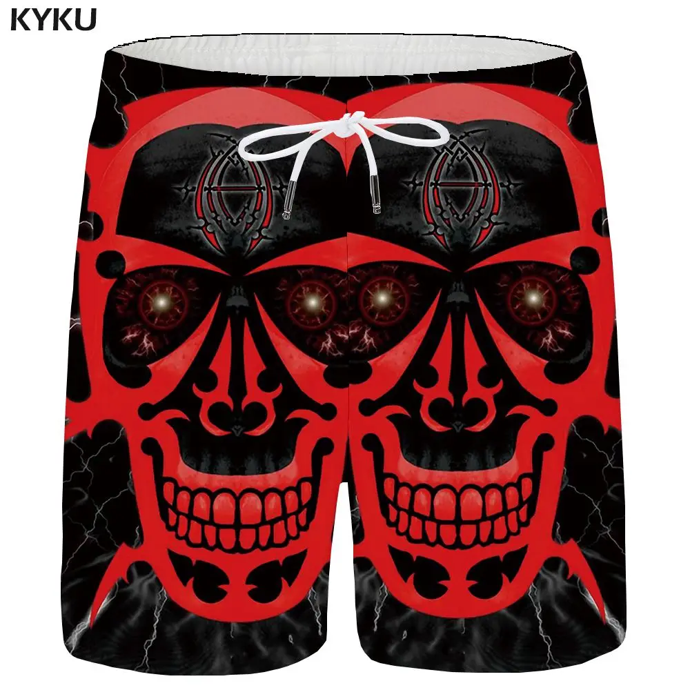 KYKU мужские шорты с черепом красные шорты Карго пляжные Harajuku Fire 3d шорты штаны с принтом Гавайи крутые повседневные мужские шорты новые летние мужские - Цвет: Mens Shorts 09