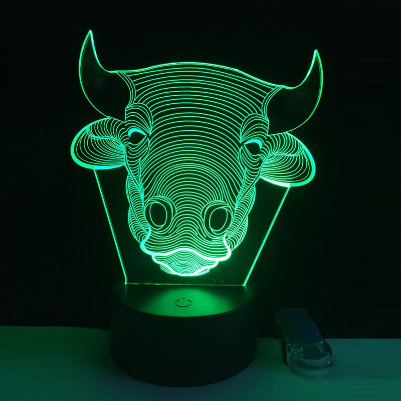 

3D LED USB 7 Colors RGB Changed Touch Table Lamp Bull Cow bulb Light Night Baby Sleeping home Decor Creative Gifts for Kids Lava