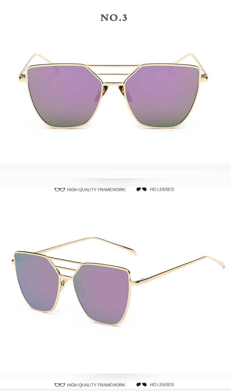 Luxury Square Women Sunglasses Brand Designer Fashion Classic Metal Female Sun Glasses Men Coated Mirror UV400 Oculos De Sol purple sunglasses