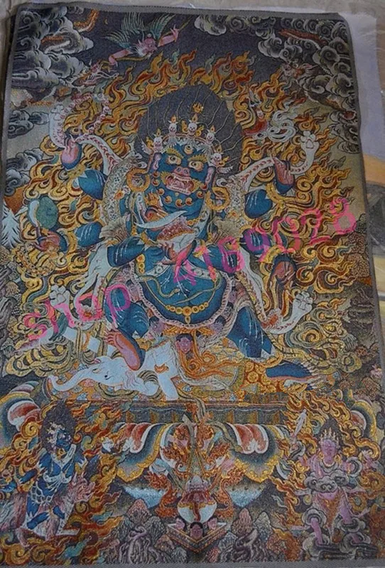 

Tibetan Buddhist Silk Embroidered Brocade, Nepal Thangka Tibetan Buddha Bodhisattva, collectibles, wall hanging ornaments,2#