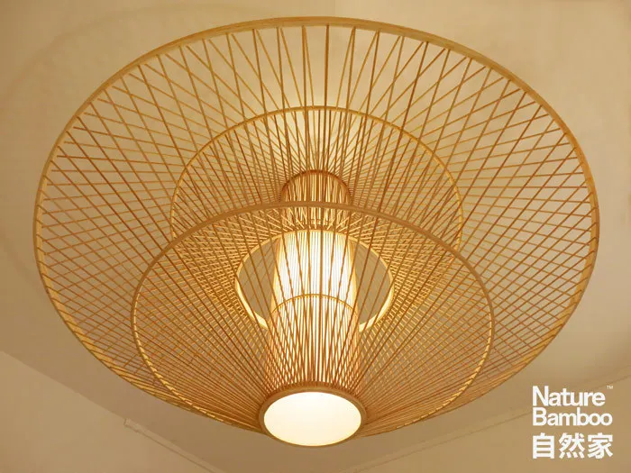 IKEA creaive simple style nature bamboo flying saucer pendant lamp to decorate restaurant/teahouse/living room/