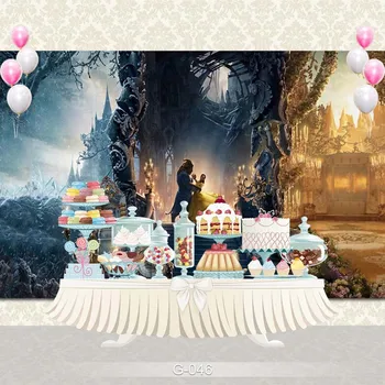 

Vinyl Photography Backdrops Beauty Beast Hall Night Candles Stage Custom Party newborn children party Photo Background Studio