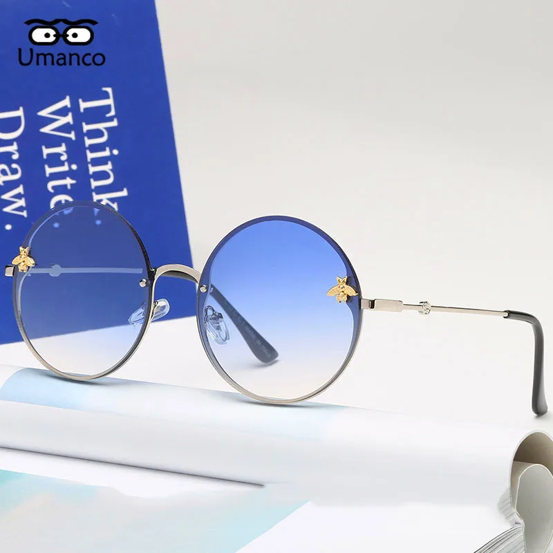 04 Umanco Luxury Round Sunglasses Men Women Designer Brand Fashion Bee Sun Glasses Vintage Metal Eyewear Male Steampunk Eyeglasses - Цвет линз: 04