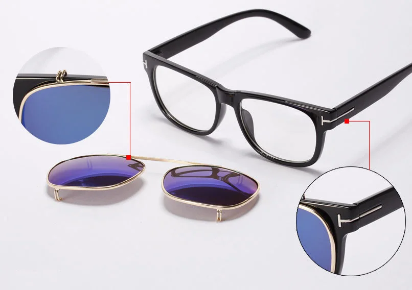 designer glasses with clip on sunglasses