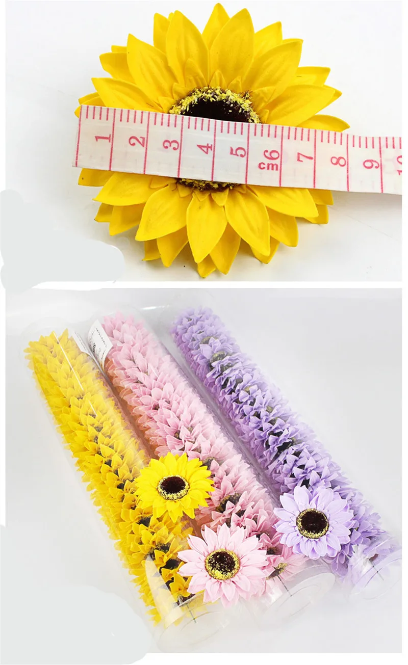 sunflower artificial flowers for wedding Soap Flower Head home decoration accessories Collocation Flower Shop Supplies JX011 (4)