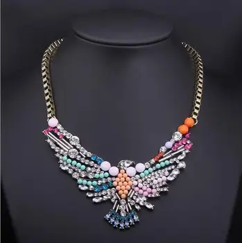 

N2116 free shipping High quality beaded eagle necklace colorful eagle statement necklace