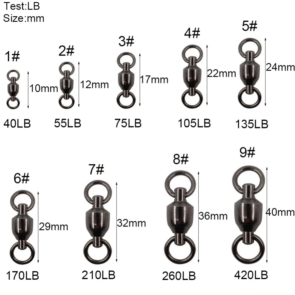 JSM 50 шт./лот Медь 40LB-420LB сильный рыболовный шариковый подшипник Вертлюги для рыболовные соединители с твердыми сварными кольцами