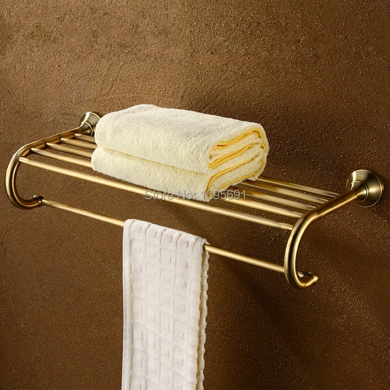 Free shipping European style Antique brass  luxurious   brass  double Towel bar  bath towel holder bath towel rack
