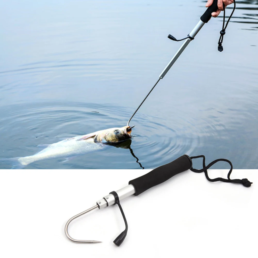 OUTAD 60cm/120cm Telescopic Fishing Gaff Ocean Boating Grip Holder