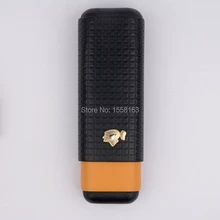 COHIBA кедр деревянный ящик для сигар Путешествия Портативный кожаный портсигар Fit 2 пальца 54 кольца сигары