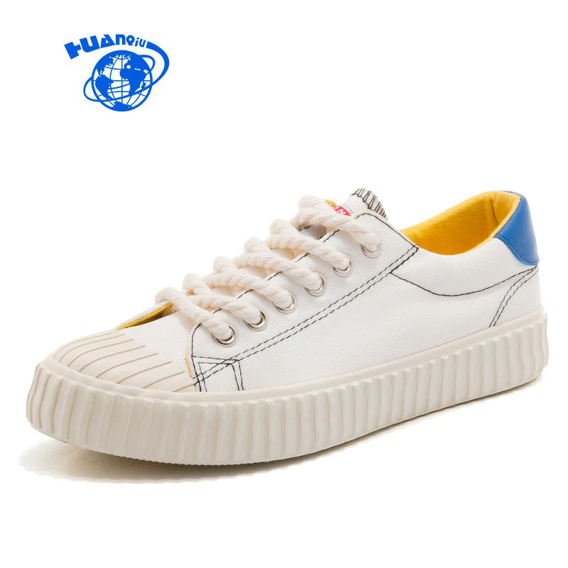 

HUANQIU Canvas Shoes Women Casual Shoes College Students Chic Sneakers Mixed Colors Flat Heel Female Flats Beige Black 35-40