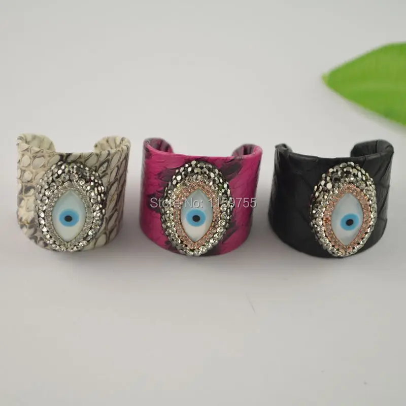 

Newest 5Pcs Turkish Eye Shell Ring CZ Rhinestone Paved Snakeskin Rings Women Jewelry