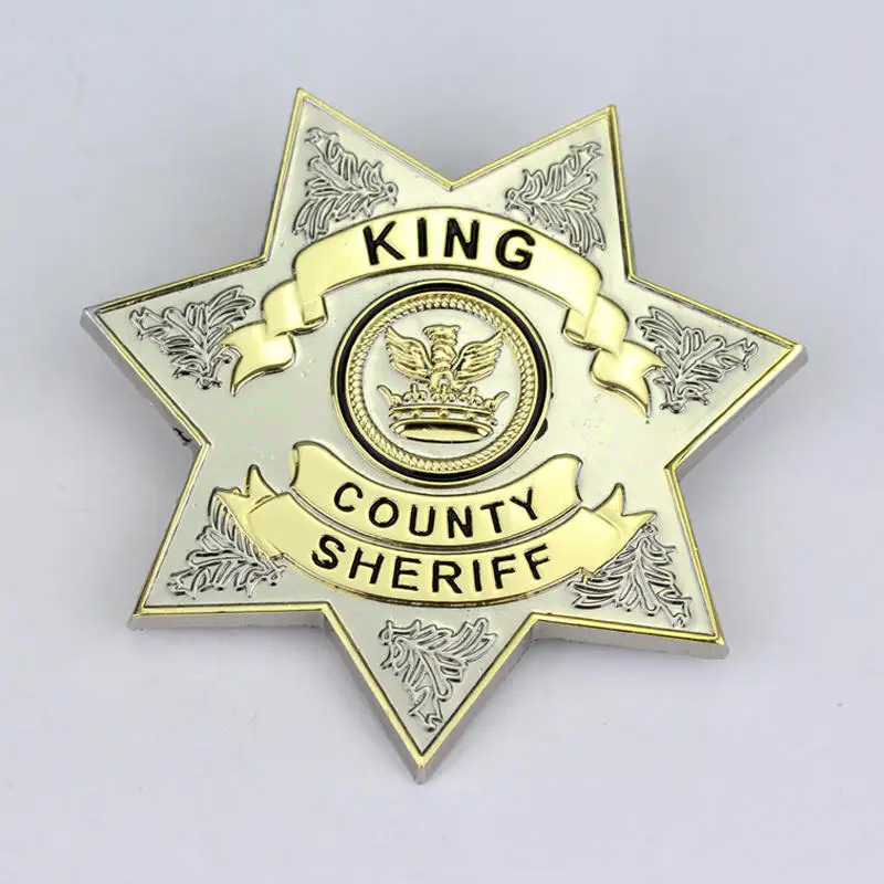 

The Walking Dead Uniform Star King County Sheriff Letter Badge Brooch Gaes Jewelry Cosplay Lapel Pin Brooches Props Accessories