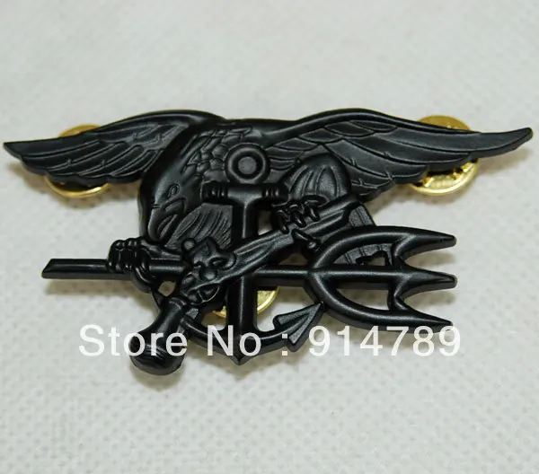 

US NAVY SEAL EAGLE ANCHOR TRIDENT METAL BADGE INSIGNIA BLACK -32478