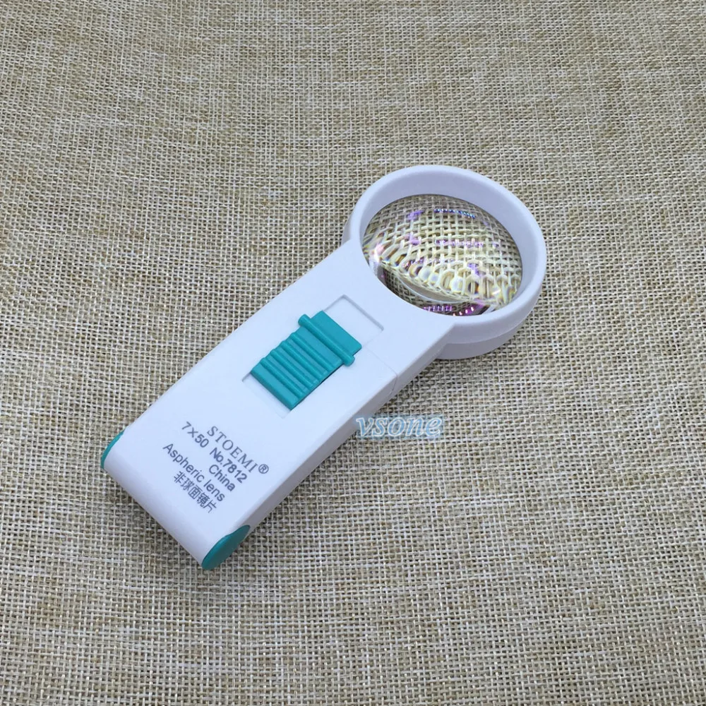 

Hand Held Magnifier LED lighting identify 7X the diameter of 45mm reading magnifier loupe fresnel lens 7812