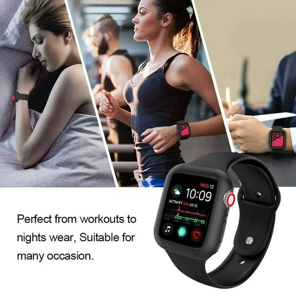 Силиконовый браслет ремешок и ударопрочный чехол для apple watch 4 44/40 мм спортивный ремешок защитный бампер для наручных часов iwatch серии, версия 1, 2, 3, ремешок 42/38 мм
