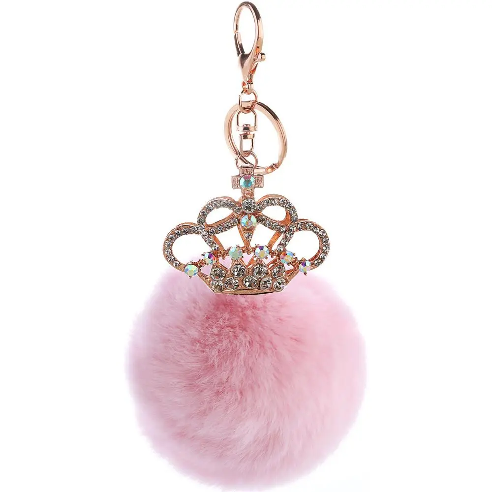 10 color trinket Keychain charm pompons keychains fur Keychain fluffy